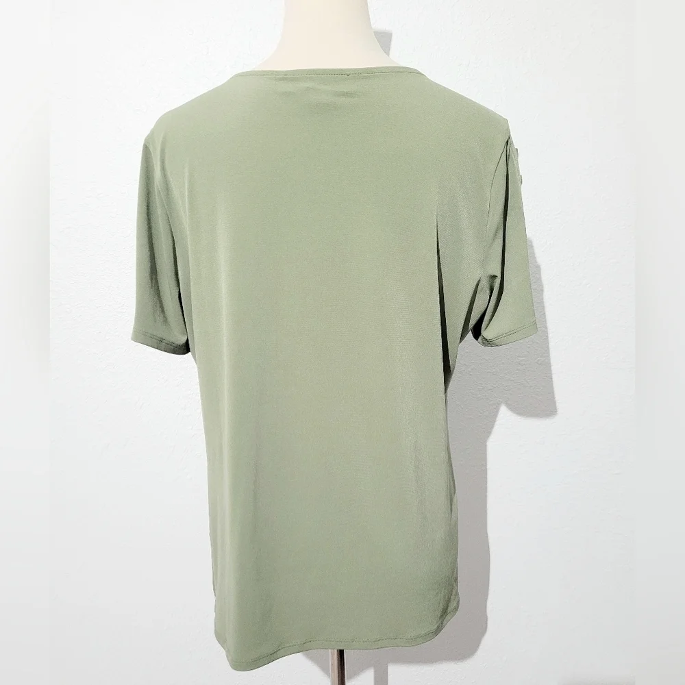Michael Michael Kors Womens Top Size Large Olive Green Ladder-Cut Sleeve Detail - Picture 5 of 11